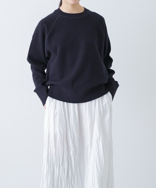 かぐれ(カグレ)の「コットンスウェットニット(ニット/セーター・レディース・LIGHT GRAY/DARK NAVY・Free)」の2枚目の写真