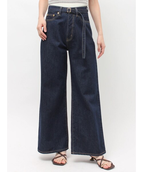 LAGUNAMOON（ラグナムーン）の「LMロゴセミワイドデニムパンツ（デニムパンツ・レディース・ブラック/アイスブルー/インディゴ・S/M）」の5枚目の写真