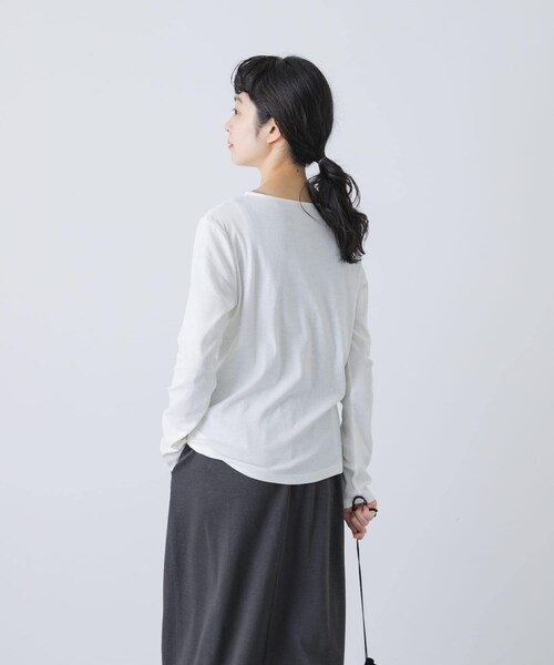 かぐれ（カグレ）の「ハイツイストコットンボートカットソー（Tシャツ/カットソー・レディース・OFF/MINT/BLACK・FREE）」の7枚目の写真