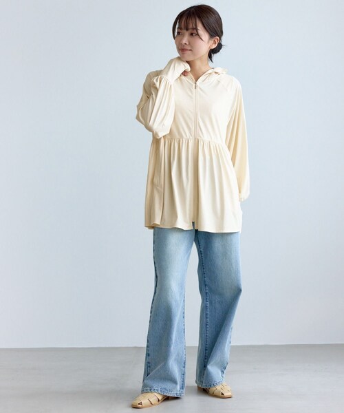 ROPE' PICNIC（ロペピクニック）の「絶対焼けたくないUVパーカー/UVカット・接触冷感（パーカー・レディース・ライトグレー/キナリ/ブルー系・F）」の12枚目の写真