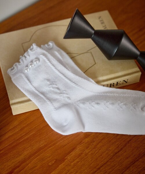 ROPE' PICNIC（ロペピクニック）の「【KIDS/キッズ】リボンケーブルショートソックス（ソックス/靴下・キッズ・ホワイト・M/S）」の5枚目の写真