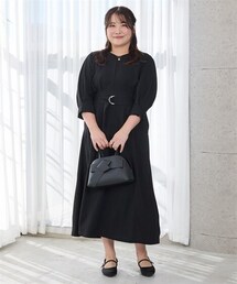 nissen | 大きいサイズ　<こまちさんコラボ！＞前後２WAY7分袖カットジョーゼットワンピース（選べる２レングス）（抗菌防臭・接触冷感・UVカット機能付）(ワンピース)