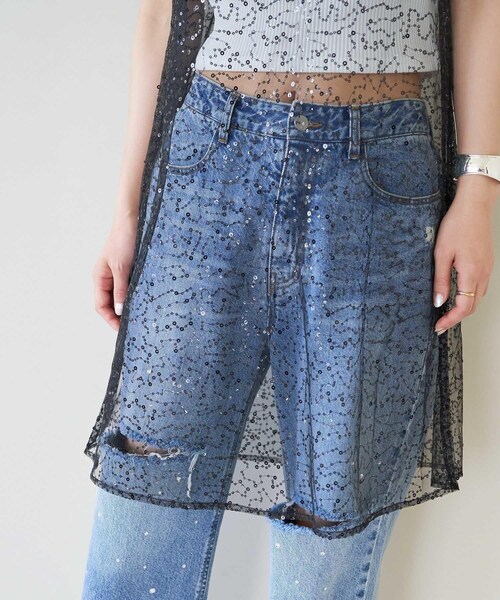 VIS（ビス）の「スパンコールキャミワンピース（ワンピース・レディース・ブラック系/ベージュ系・F）」の20枚目の写真