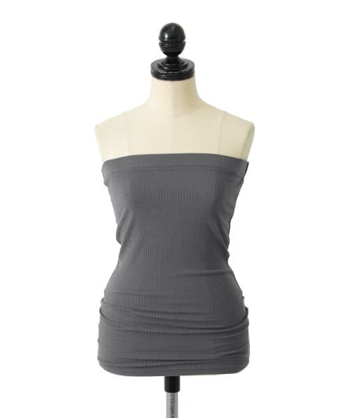 KBF（ケイビーエフ）の「リブベアトップ（チューブトップ・レディース・カーキグレー/オフホワイト/チャコール/ネイビー/ブラック/杢グレー・one）」の8枚目の写真