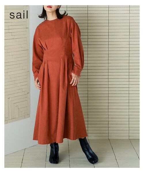 nissen（ニッセン）の「【sail】ウエストタックワンピース　小さいサイズ（ワンピース・レディース・テラコッタ/ネイビー・PSS/PS）」の3枚目の写真