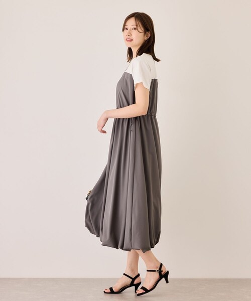Jayro（ジャイロ）の「半袖ドッキングバルーンワンピース（ワンピース・レディース・ブラック/チャコール/カーキ・M）」の12枚目の写真