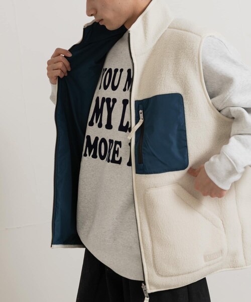 THE GOODLAND MARKET（ザグッドランドマーケット）の「AIGLE　シェルパフリース リバーシブルベスト T-KIT（ベスト・メンズ・DOVE/KRAFT/NOIR・M/L/XL）」の6枚目の写真