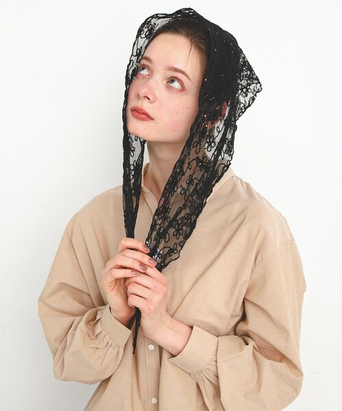 URBAN RESEARCH Sonny Label（アーバンリサーチサニーレーベル）の「チュールエンブロイダリーストール（ストール/ショール・レディース・オフ/ブラック・one）」の14枚目の写真