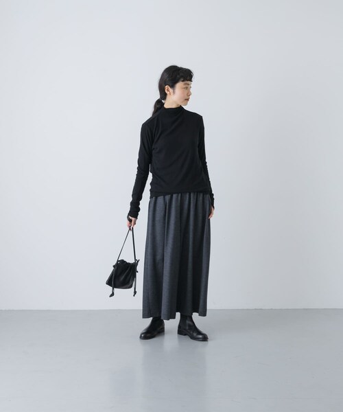 かぐれ（カグレ）の「ボトルネックソフトリブカットソー（Tシャツ/カットソー・レディース・L.GRAY/YELLOW/BLACK・Free）」の8枚目の写真