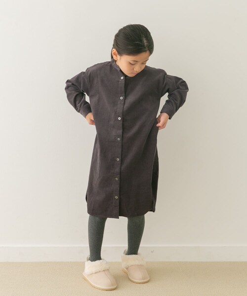 URBAN RESEARCH DOORS（アーバンリサーチドアーズ）の「『親子リンク』『UR TECH』コーデュロイシャツワンピース(KIDS)（ワンピース・キッズ・GREIGE/GRAY/MUSTARD・105/120/135）」の9枚目の写真