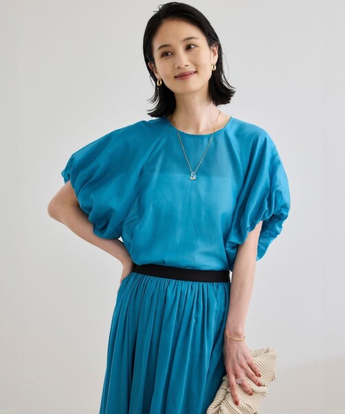 ROPE'（ロペ）の「【洗える】コットンシルクブラウス/セットアップ対応（シャツ/ブラウス・レディース・ブラック/ターコイズ・F）」の16枚目の写真