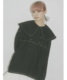 merry jenny | デニムビッグカラーフリルブラウス(シャツ/ブラウス)