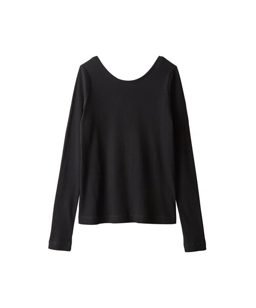 nissen（ニッセン）の「【CHIC STYLE】テレコロングスリーブカットソープルオーバー（Tシャツ/カットソー・レディース・オフホワイト/黒・M/L/LL/3L/4L/5L/6L/8L/10L）」の6枚目の写真