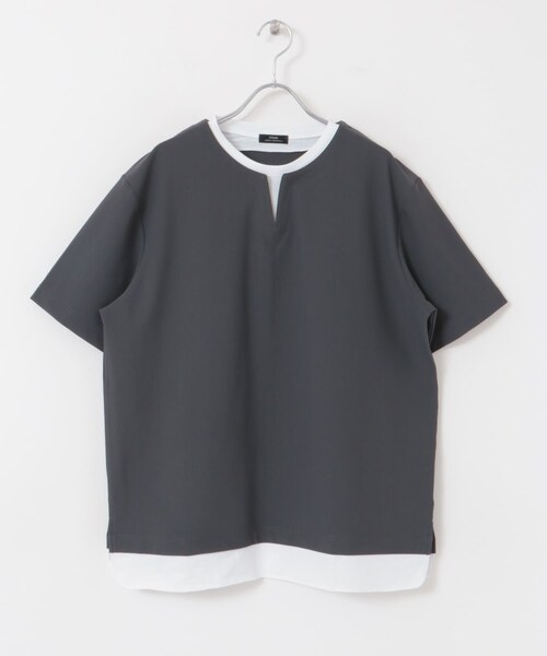 ITEMS URBANRESEARCH(アイテムズ アーバンリサーチ)の「『イージーケア/吸水速乾』高機能ワッフル フェイクレイヤーキーネックTシャツ(Tシャツ/カットソー・メンズ・CHA/BEG/KHK/BLU・M/L)」の12枚目の写真