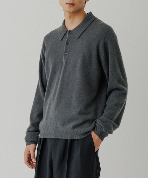 ADAM ET ROPE'（アダムエロペ）の「12GG カシミヤ ニット ポロシャツ（ポロシャツ・メンズ・ブラック/チャコール/ピンク系・L/M）」の9枚目の写真