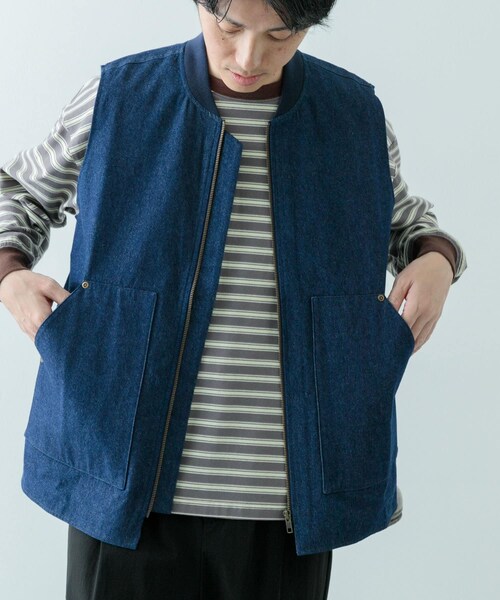 ITEMS URBANRESEARCH（アイテムズ アーバンリサーチ）の「ジップアップ コットンワークベスト（ベスト・メンズ・BLU/BRN/BLK・M/L）」の4枚目の写真