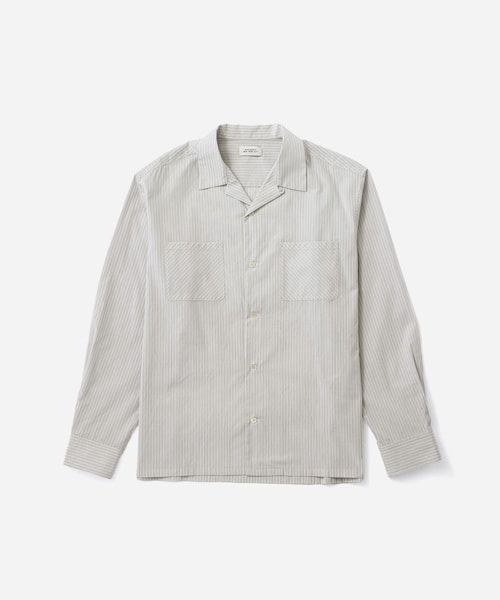 Saturdays NYC（サタデーズ ニューヨークシティ ）の「Marco Stripe Open Collar Shirt（シャツ/ブラウス・レディース・ライトグレー/グリーン・L/M/S/XL）」の5枚目の写真
