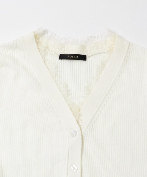 URBAN RESEARCH ROSSO（アーバンリサーチロッソ）の「レーストリミングVネックリブニット（ニット/セーター・レディース・IVORY/BLACK/GRAY/LIGHTPINK・Free）」の7枚目の写真