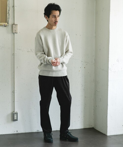 URBAN RESEARCH DOORS（アーバンリサーチドアーズ）の「ハミルトンウールクルーネックニット（ニット/セーター・メンズ・OFF/SAGE GREEN/MIX BROWN/BLACK・M/L/XL）」の18枚目の写真