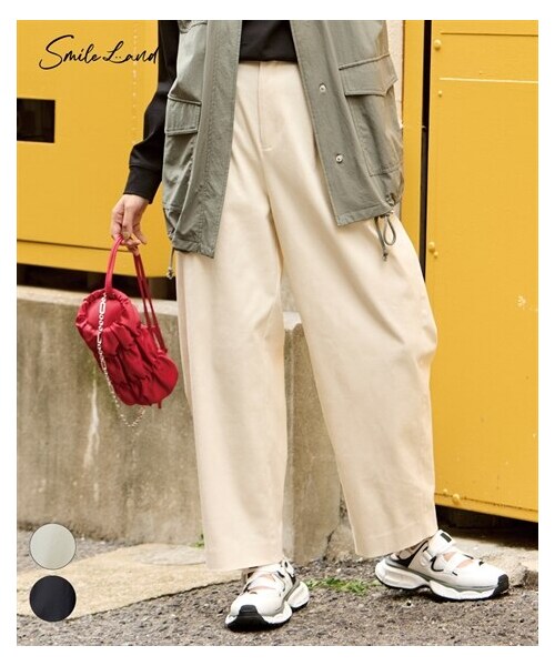 nissen（ニッセン）の「大きいサイズ ストレッチコクーンシルエットパンツ（パンツ・レディース・オフホワイト/黒・L/LL/3L/4L/5L/6L/8L/10L）」の4枚目の写真