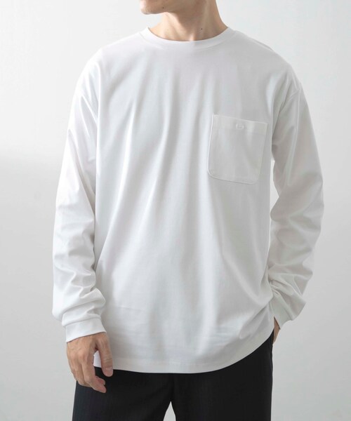 ITEMS URBANRESEARCH（アイテムズ アーバンリサーチ）の「Fine Cotton クルーネック カットソー（Tシャツ/カットソー・メンズ・WHT/BLK・M/L）」の8枚目の写真