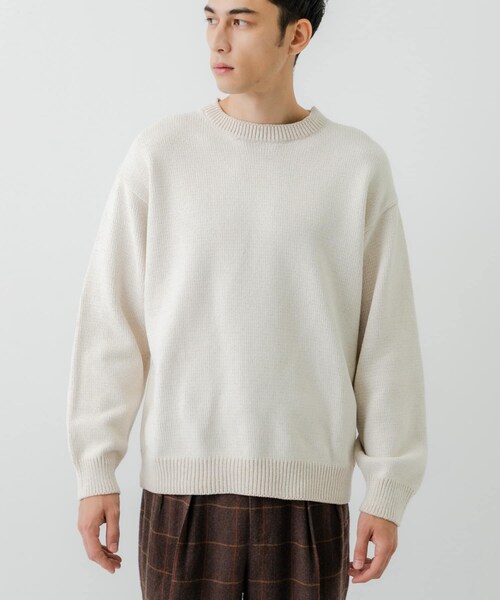 URBAN RESEARCH（アーバンリサーチ）の「ローゲージモールニット（ニット/セーター・メンズ・WHITE/GREEN/NAVY/BLACK・M/L）」の6枚目の写真