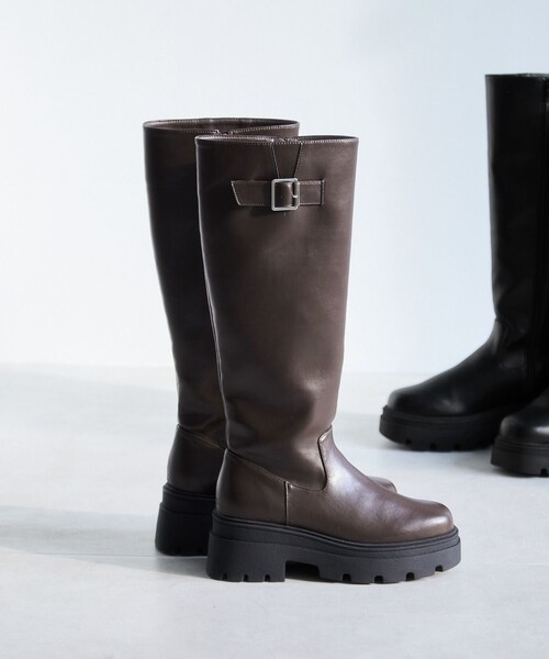 VIS(ビス)の「サイドバックルタンクソールロングブーツ(ブーツ・レディース・ブラック/ダークブラウン・L/M/S)」の5枚目の写真