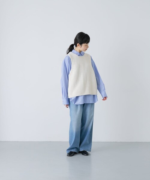 かぐれ（カグレ）の「コットンローゲージニットベスト（ベスト・レディース・IVORY/BLACK・Free）」の20枚目の写真