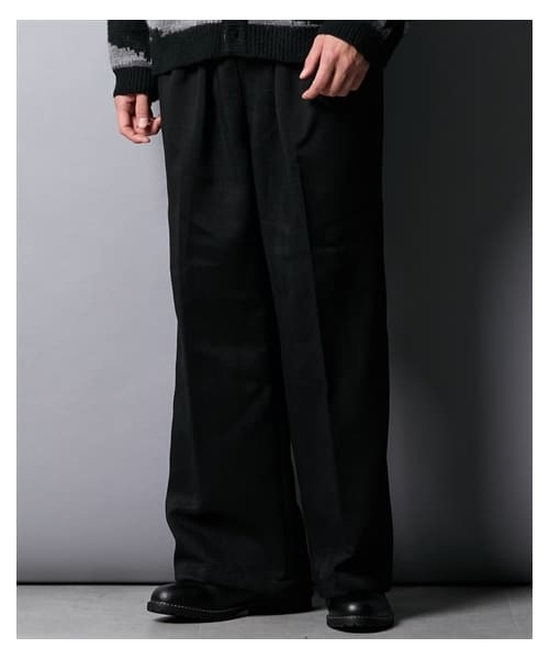 nissen（ニッセン）の「ツイードバギーパンツ【セットアップ着用可能】（パンツ・メンズ・ブラック/チャコール・M/L/LL）」の3枚目の写真