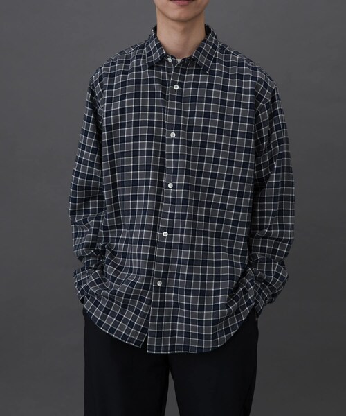 URBAN RESEARCH DOORS(アーバンリサーチドアーズ)の「FORK&SPOON ネルチェックシャツ(シャツ/ブラウス・メンズ・NAVY/BROWN/GREEN/IVORY・4/5)」の4枚目の写真