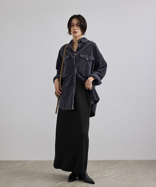 ADAM ET ROPE'(アダムエロペ)の「【WEB限定】コットンリブニットナロースカート(スカート・レディース・ブラック/グレー/ブラウン・F)」の8枚目の写真