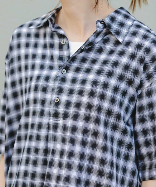 URBAN RESEARCH DOORS（アーバンリサーチドアーズ）の「FORK&SPOON　コットンレーヨンチェックシャツ（シャツ/ブラウス・レディース・OFFｘBLK/CCLｘBRN・1）」の9枚目の写真