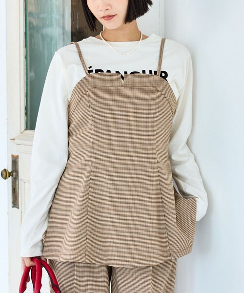 VIS(ビス)の「【美easy】ウーリッシュチュニック丈ビスチェ【セットアップ対応/洗える】(キャミソール・レディース・ブラック/グレー/ダークブラウン/ベージュ系・F)」の15枚目の写真