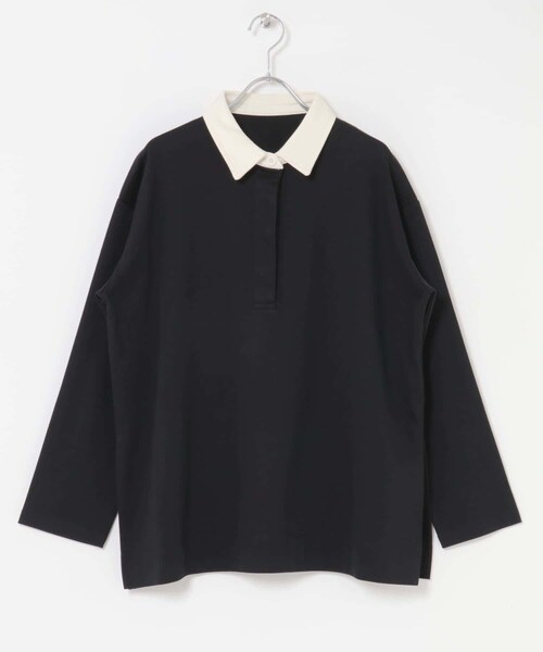 SENSE OF PLACE by URBAN RESEARCH(センスオブプレイスバイアーバンリサーチ)の「ポロシャツルーズカットトップ(ポロシャツ・レディース・BLACK/OATMEAL・one)」の10枚目の写真