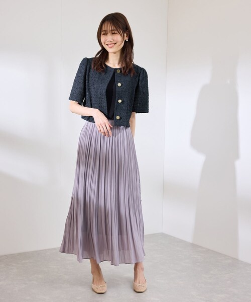 ROPE' PICNIC（ロペピクニック）の「【サマー・ツイード】金ボタンカーディジャケット（ノーカラージャケット・レディース・チャコール/ライトグレー/ホワイト/ネイビー・38）」の21枚目の写真