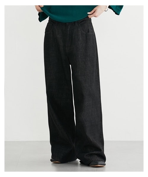 nissen（ニッセン）の「【Soiunique】超ワイドパンツ（パンツ・レディース・ユーズドネイビー/ワンウォッシュ/ユーズドブルー/オフホワイト/ブラック・S/M/L/LL）」の10枚目の写真