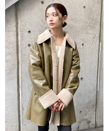 EMODA | フェイクムートンロングフレアコート(ムートンコート)