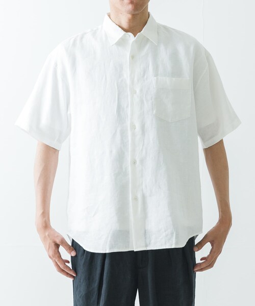 URBAN RESEARCH（アーバンリサーチ）の「LINEN SHORT-SLEEVE SHIRTS（シャツ/ブラウス・メンズ・WHITE/BLUE/BROWN/D.NAVY・S/M/L）」の8枚目の写真