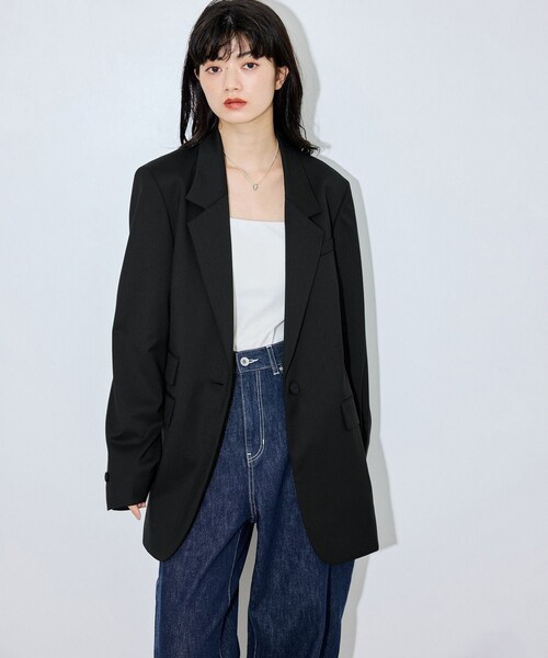 ADAM ET ROPE'(アダムエロペ)の「【サステナブル】シングルブレストスリットジャケット/セットアップ対応(テーラードジャケット・レディース・ブラック/ダークブラウン・36/38)」の20枚目の写真