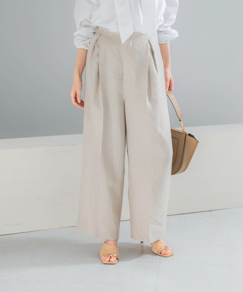 URBAN RESEARCH ROSSO（アーバンリサーチロッソ）の「ラメリネンストライプワイドパンツ（その他パンツ・レディース・BEIGE/CHARCOAL・36/38）」の3枚目の写真