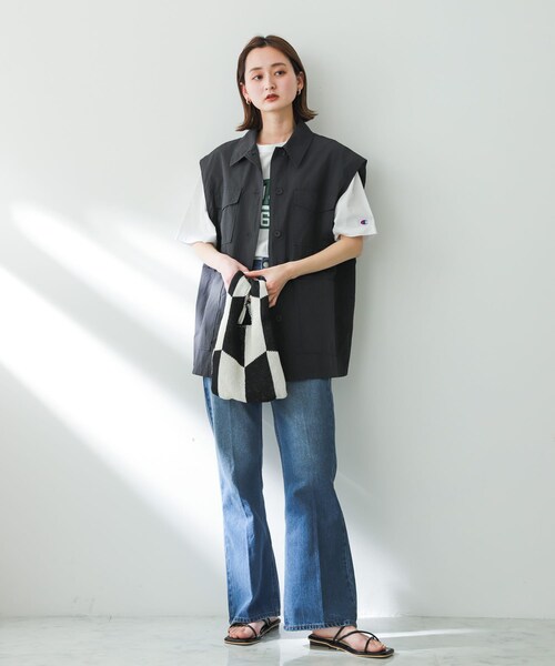 SENSE OF PLACE by URBAN RESEARCH(センスオブプレイスバイアーバンリサーチ)の「2WAYミリタリージャケット(ミリタリージャケット・レディース・CHARCOAL/KHAKI/IVORY・one)」の20枚目の写真