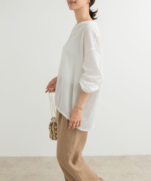 URBAN RESEARCH DOORS（アーバンリサーチドアーズ）の「リネンブレンドドロストチュニック（チュニック・レディース・OFF/NATURAL/INK BLK・M）」の10枚目の写真