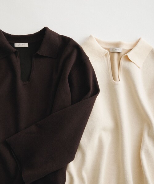LAATO（ラート）の「sweat style polo knit（ニット/セーター・レディース・クリーム/チョコレート・FREE）」の13枚目の写真