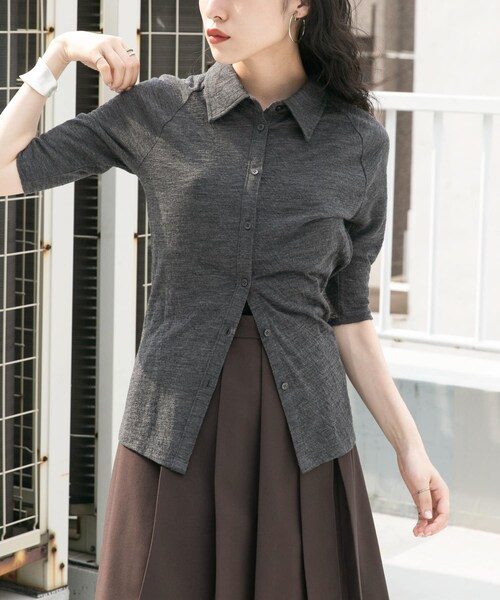 KBF(ケイビーエフ)の「ジャガードポロカーディガン(カーディガン/ボレロ・レディース・CHARCOAL/IVORY/BLUE・one)」の20枚目の写真