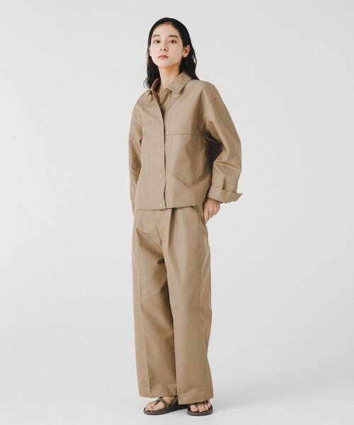 EKAL（エカル）の「『吸水速乾/イージーケア』coolmax chino ショートカバーオールジャケット（カバーオール・レディース・ベージュ/ネイビー・one）」の5枚目の写真