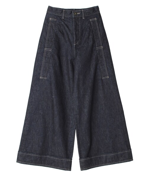 UN3D.（アンスリード）の「BIG DETAIL WIDE DENIM PT【セットアップ着用可能】（デニムパンツ・レディース・インディゴ/ホワイト・38/36）」の5枚目の写真