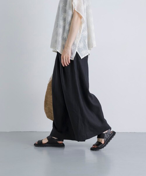 かぐれ（カグレ）の「カラーリネンクロップドパンツ（その他パンツ・レディース・BLACK/BEIGE/BLUE/RED・Free）」の8枚目の写真