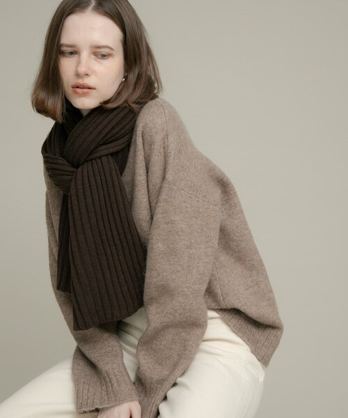 URBAN RESEARCH Sonny Label（アーバンリサーチサニーレーベル）の「リブニットマフラー（マフラー・レディース・ブラック/ブラウン/グレー/エクリュ・one）」の4枚目の写真