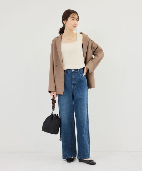 ROPE' PICNIC（ロペピクニック）の「スクエアネックニットタンクトップ（タンクトップ・レディース・ブラック/キナリ/ダークブラウン/クリーム・F）」の15枚目の写真