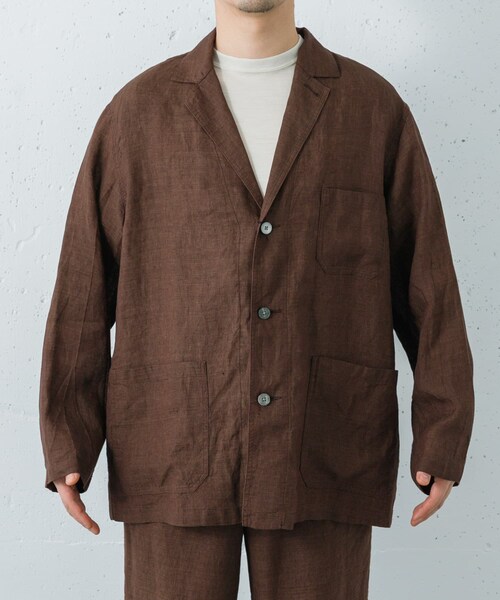 URBAN RESEARCH(アーバンリサーチ)の「YLEVE LINEN POPLIN JACKET(テーラードジャケット・メンズ・011 SUMI/050 BROWN・3/4)」の8枚目の写真
